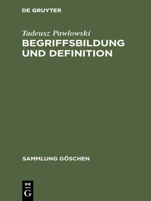 cover image of Begriffsbildung und Definition